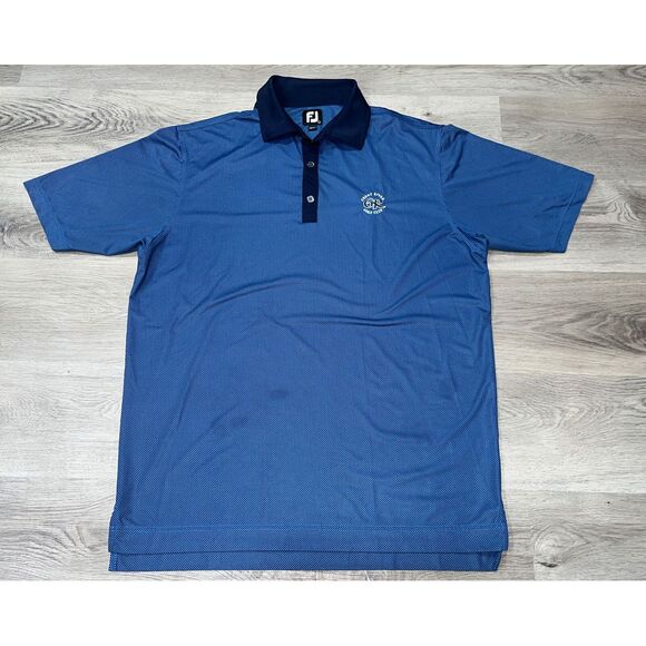 FJ Footjoy Mens Golf Polo Shirt Blue/Black Checkered L Great River Golf Club - Picture 4 of 7